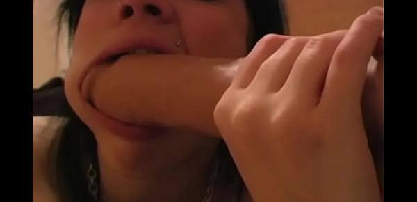  Andrea Practices Her Sucking Ability With A Sex Toy